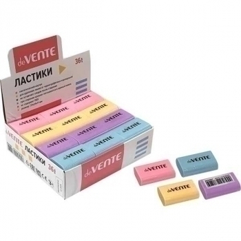 Ластик deVENTE Pastel 37*24*11мм, цветной, синтетический каучук арт. 8030907 Ластик deVENTE Pastel 37*24*11мм, цветной, синтетический каучук арт. 8030907