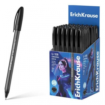 Ручка шариковая ErichKrause U-108 Original Stick, 1.0, игольч. узел, одноразовая, черная арт.47596