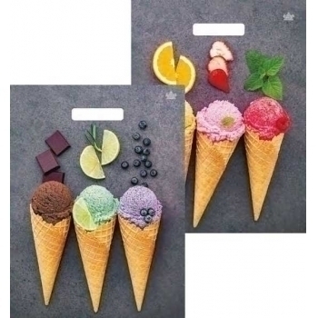 Мешок 40х31см ПВД 60мкм глянцевый с вырубной ручкой, двусторонний, Мороженое арт.н00206865