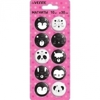 Магниты для доски deVENTE Animal faces 3 см 10шт, карт. блистер, арт.6021100 Магниты для доски deVENTE Animal faces 3 см 10шт, карт. блистер, арт.6021100