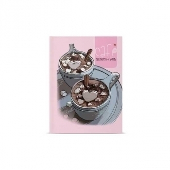 Блокнот А6 160л. престиж КОФЕМАНИЯ.ГОРЯЧИЙ ШОКОЛАД, клетка, тв. обл., глянц. ламинация арт.3-160-002/28