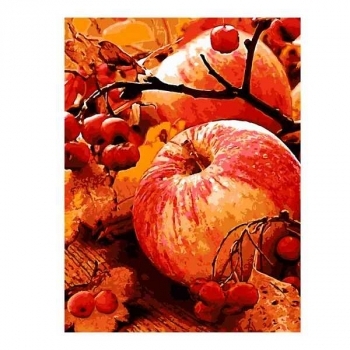 Набор для рисования по номерам, картина 28х38 см Осенние яблоки (основа на карт, краски, кисть) арт.Кпн-122
