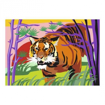 Набор для рисования по номерам, картина 20х28,5 см для малышей Гордый тигр арт.Ркн-077