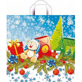 Мешок  новогодний 42х44см ПВД 70мкм с петлевой ручкой, Подарки к Новому году арт.н00205578