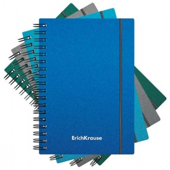 Тетрадь А6 80л в клетку на спирали ErichKrause Ice Metallic , пластиковая обложка, на резинке, ассорти арт.50166