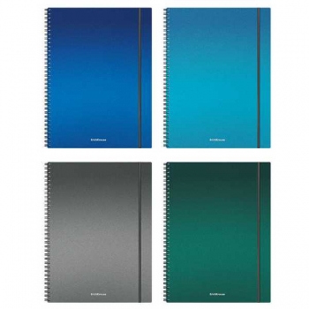 Тетрадь А4 80л в клетку на спирали ErichKrause Ice Metallic, пластиковая обложка, на резинке, ассорти арт.50168