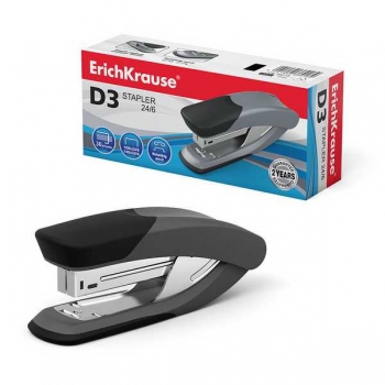 Степлер 24/6 (30л) ErichKrause D3, вмещает 100 скоб, серый арт.36918