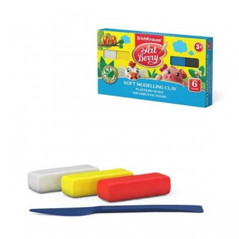 Пластилин ArtBerry с Алоэ Вера 06 цв. 120г, со стеком, мягкий восковый арт.41780