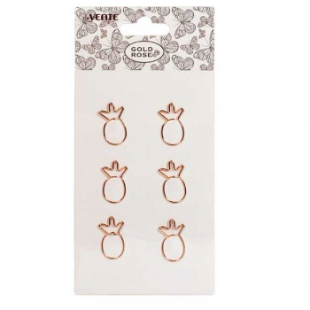 Скрепки deVENTE Gold Rose.Pineapple, металлич., розовое золото, 6шт, в карт.блистере, арт. 4135011
