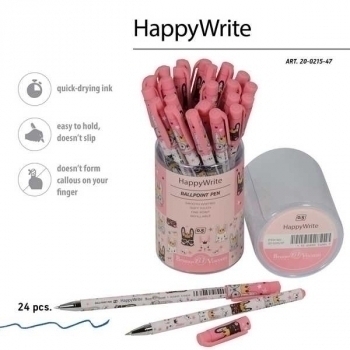 Ручка шариковая Bruno Visconti HappyWrite. Зайка, 0,5мм, синяя арт.20-0215/47