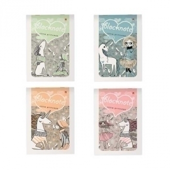 Блокнот А5 40л на скрепке Девочка и единорог в клетку, ассорти 4 вида арт.3-40-262