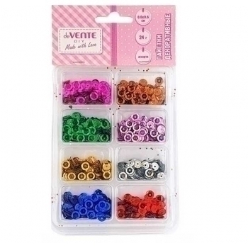 Пайетки для декоративных работ deVENTE Metallic 24гр, 6х6 мм, ассорти, в пласт.пакете с подвесом, арт. 8001918