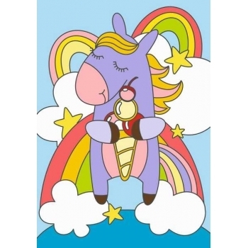 Набор для рисования по номерам, картина 20х28,5 см для малышей Радужный единорожка арт.Ркн-053