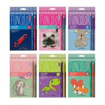 Карандаши Bruno Visconti   18цв FUNCOLOR пластиковые, трехгранные, 6 видов, в картонной уп. арт.30-0061 Карандаши Bruno Visconti   18цв FUNCOLOR пластиковые, трехгранные, 6 видов, в картонной уп. арт.30-0061