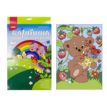 Набор для рисования по номерам, картина 20х28,5 см для малышей Мишка-сладкоежка арт.Ркн-035