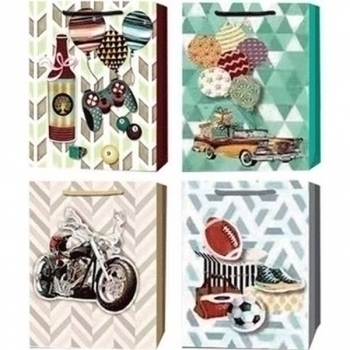 Пакет подарочный 18x23x8 см бумажный deVENTE Young man 210 г/м2, ассорти 4 цв, арт. 9041174