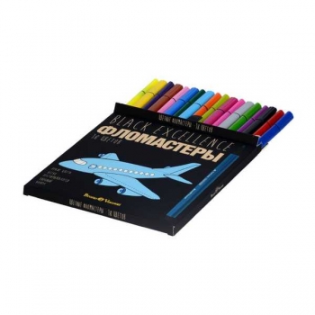 Фломастеры Bruno Visconti 18цв BLACK EXCELLENCE, 4 вида, в картонной уп.  арт.32-0056