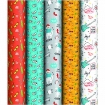 Бумага подарочная 70*100см, Мои увлечения в рулонах, 90 г/м2, 1 лист, глянцевая, ассорти арт.М100_40602