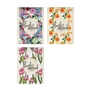 Блокнот А7 40л на скрепке Цветы в клетку, ассорти 3 вида арт.3-40-108