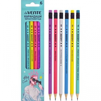Карандаши набор 06 шт deVENTE Lady Perfection HB шестигр., заточ арт. 5030100