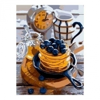 Набор для рисования по номерам, картина 28х38 см Черничные панкейки (основа на карт, краски, кисть) арт.Кпн-130