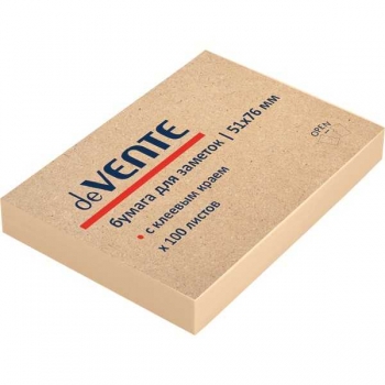 Клейкая бумага д/заметок deVENTE (51*76) 100л, 75 г/м2, крафт бум., арт.2010123
