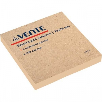 Клейкая бумага д/заметок deVENTE (76*76) 100л, 75 г/м2, крафт. бум.,  арт.2010124 Клейкая бумага д/заметок deVENTE (76*76) 100л, 75 г/м2, крафт. бум.,  арт.2010124