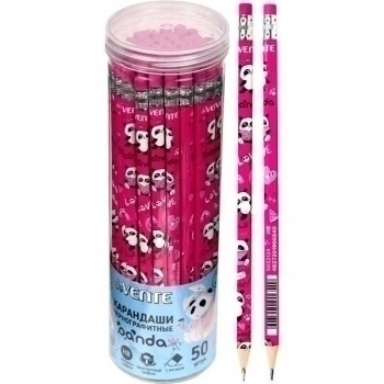 Карандаш deVENTE HB ч/гр. с ластиком, Panda, трехгранный, заточенный арт.5032124