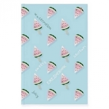 Ежедневник А5 134*207 мм, недатир. Альт клетка Арбузики, 256 стр, 7БЦ, глянцевая ламинация арт.3-025/28