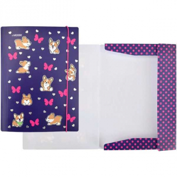 Папка А4 на резинке deVENTE Corgi 320x235 мм, 400 мкм, 3 клапана,тиснение серебристой фольгой, арт. 3070200