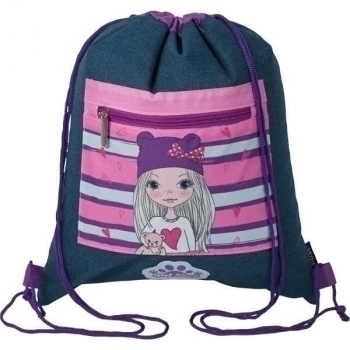 Мешок для обуви deVENTE 1-отделение с карманом 35x40 см Pet Shop, джинсовая ткань, на толст. завязке арт. 7040242