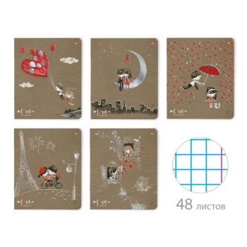 Тетрадь 48л в клетку Альт РОМАНТИКА NEW, ассорти 5 видов арт.7-48-205 Тетрадь 48л в клетку Альт РОМАНТИКА NEW, ассорти 5 видов арт.7-48-205