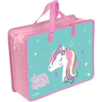 Папка А4 с ручками, пластик   33,5х26х10 см deVENTE 3D Unicorn, с текстильн. расширением, 500 мкм, арт. 8054244