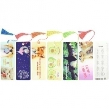 Закладка для книг, 152х57 мм, deVENTE 3D, пластик с линейкой и таблицей умножения, 6 дизайнов арт. 8065202