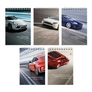 Блокнот А6 40л на гребне Машины в клетку, ассорти 5 видов арт.3-40-294