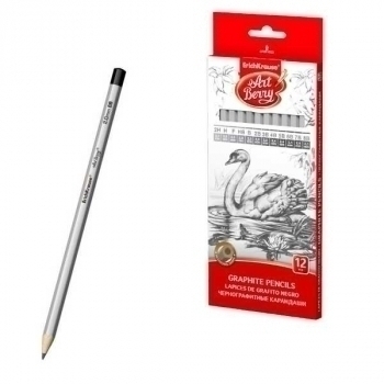 Карандаши набор 12 шт ArtBerry ч/гр. (2H,H,F,HB,B,2B,3B,4B,5B,6B,7B,8B), шестигранные арт.56081