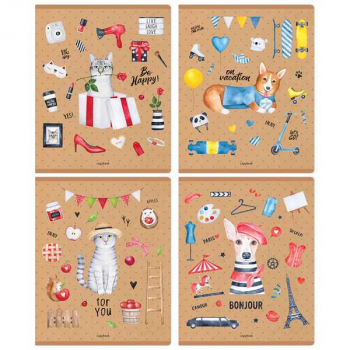 Тетрадь 96л в клетку ArtSpace Стиль. Travel with pets арт.Т96к_36424