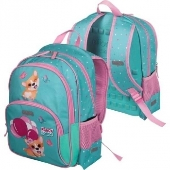 Рюкзак школьный Attomex  Basic Fancy Corgi 38x27x17 1 отделение, 2 передн. кармана, 2 бок. кармана, арт.7033200