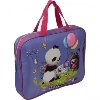 Папка А4 с ручками, на молнии, ткань, 360х280х80 мм deVENTE Panda, с внутр. карманом, арт.8054285