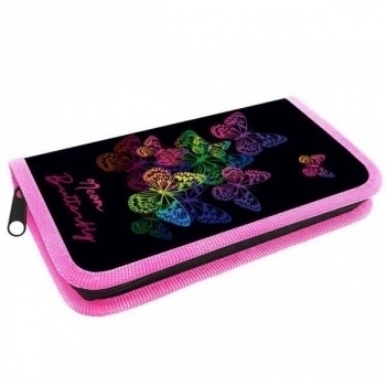 Пенал л/т 1-отдел. средний 190*110 арт.ПКК 03-5 Бабочки неон