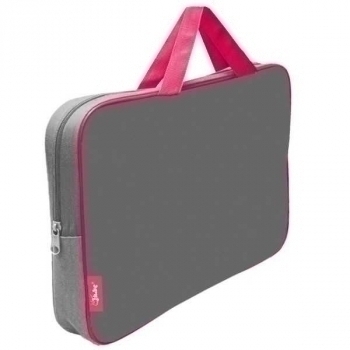 Папка А4 с ручками, на молнии, ткань, с широкой боковиной 350х265х80мм  арт.ПМД 4-42 Серый-розовый Папка А4 с ручками, на молнии, ткань, с широкой боковиной 350х265х80мм  арт.ПМД 4-42 Серый-розовый