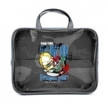 Папка А4 с ручками, на молнии, прозр. полимер, с широкой боковиной  350х265х80мм  арт.ПМД 4-84 Фристайлер