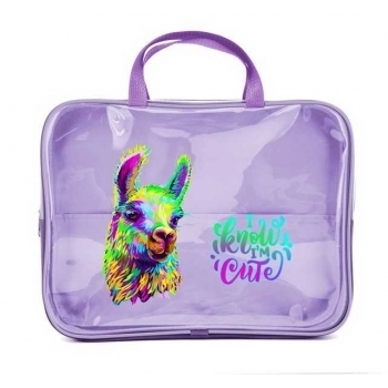 Папка А4 с ручками, на молнии, прозр. полимер, с широкой боковиной  350х265х80мм  арт.ПМД 4-84 Цветная лама