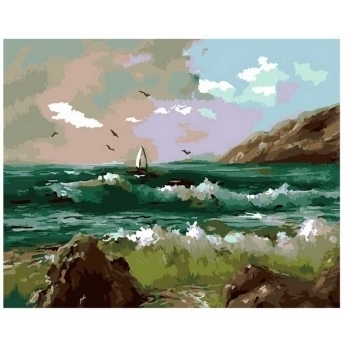 Набор для рисования по номерам, картина 41х50 см Море (основа на карт, краски, кисть) арт.Кпн-201