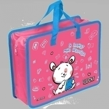 Папка А4 с ручками, пластик   33,5х26х10 см deVENTE Flocky, с текстильн. расширением, арт. 8054237