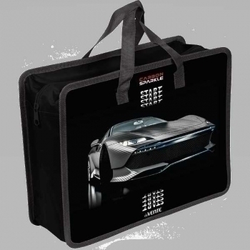 Папка А4 с ручками, пластик   33,5х26х10 см deVENTE Carbon, с текстильн. расширением, 400 мкм, арт. 8054259