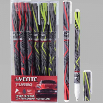 Ручка гелевая deVENTE, d=0,5 мм, Пиши-стирай. Turbo, с ластиком, 2 дизайна корпуса ассорти, синяя, арт.5051208