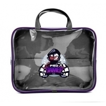 Папка А4 с ручками, на молнии, прозр. полимер, с широкой боковиной  350х265х80мм  арт.ПМД 4-84 Gamer