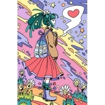 Набор для рисования по номерам, картина 20х28,5 см для малышей АНИМЕ Мысли о любви арт.Ркн-111