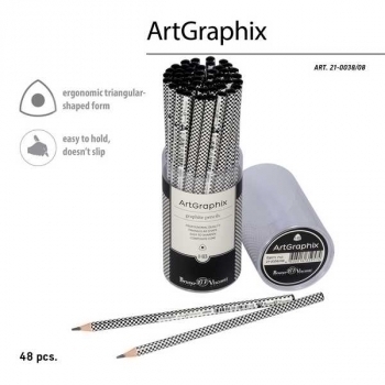 Карандаш Bruno Visconti HB ч/гр. ArtGraphix. Шашечки, трехгранный, пластик. корпус арт.21-0038/08